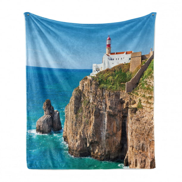 50 x 60 Multicolor Cozy Plush for Indoor and Outdoor Use Daytime Rocky Lighthouse Shore Seaside Rocks Building Cliff Sunny Day Clear Sky Ambesonne Lighthouse Soft Flannel Fleece Throw Blanket 